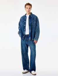 Normal Bel Pamuklu Loose Fit Jean Pantolon - Steve Jean