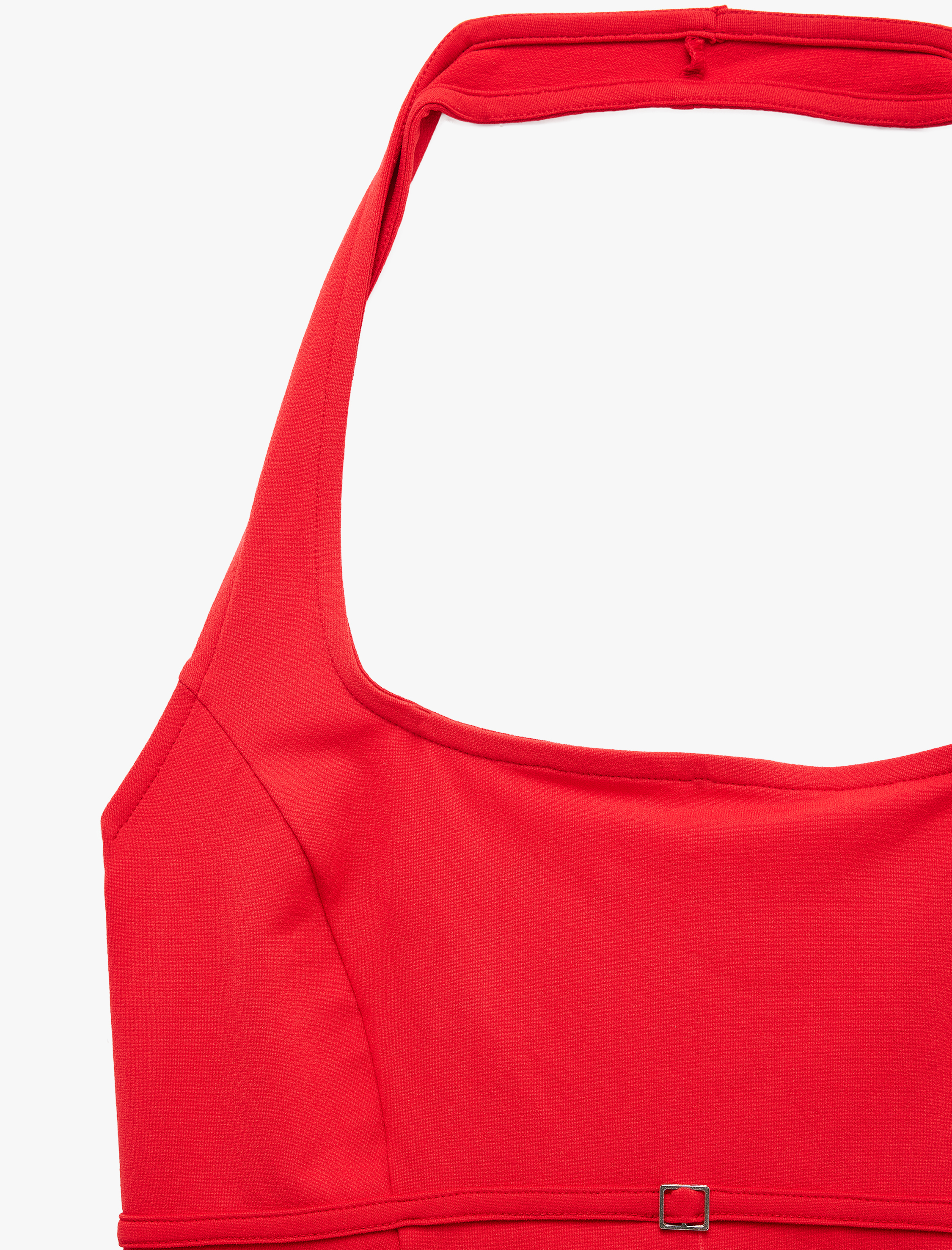   Toka Detaylı Slim Fit Kolsuz Halter Yaka Bluz