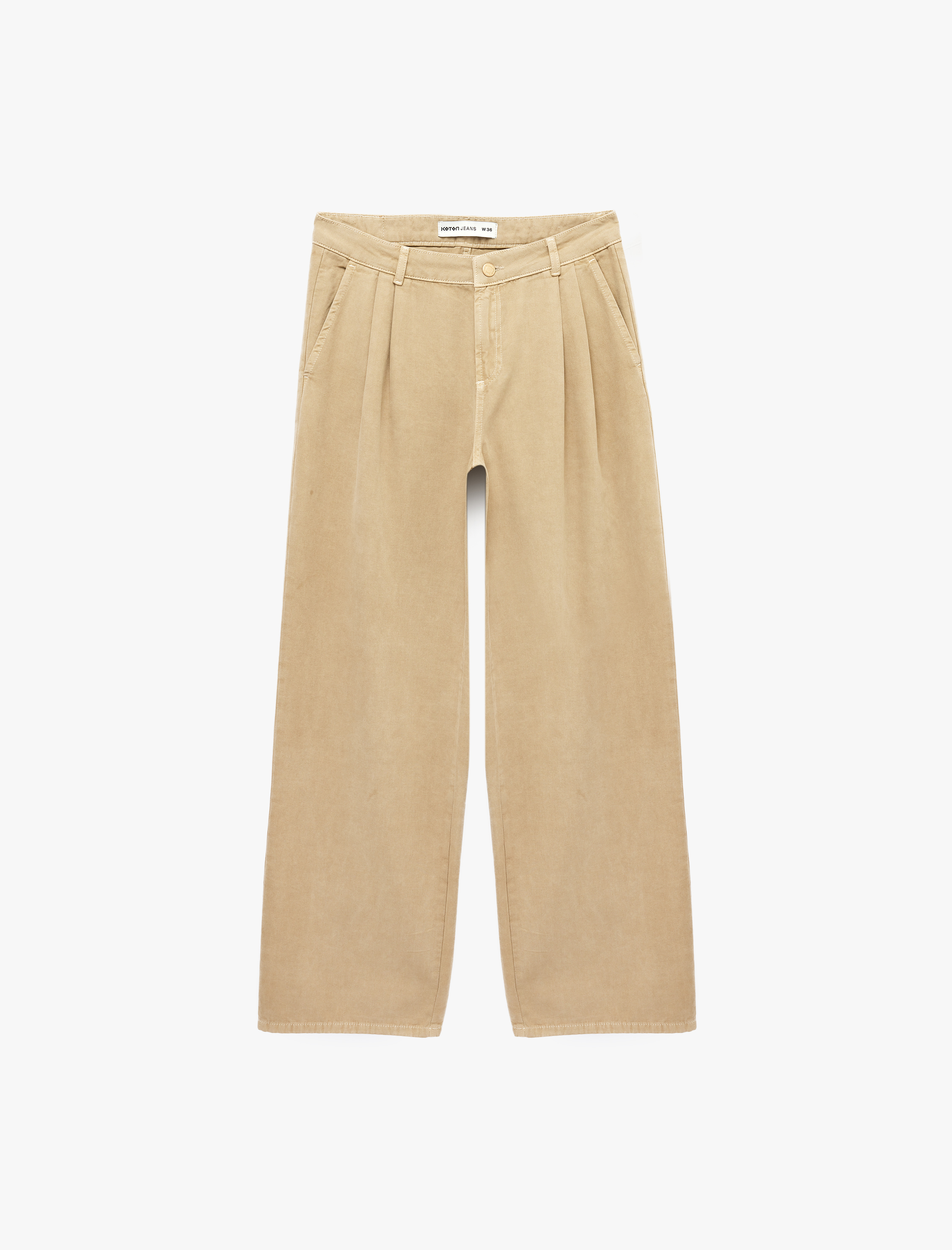  Pamuklu Cepli Düşük Bel Pileli Geniş Paça Jean Pantolon - Bianca Wide Leg Jeans