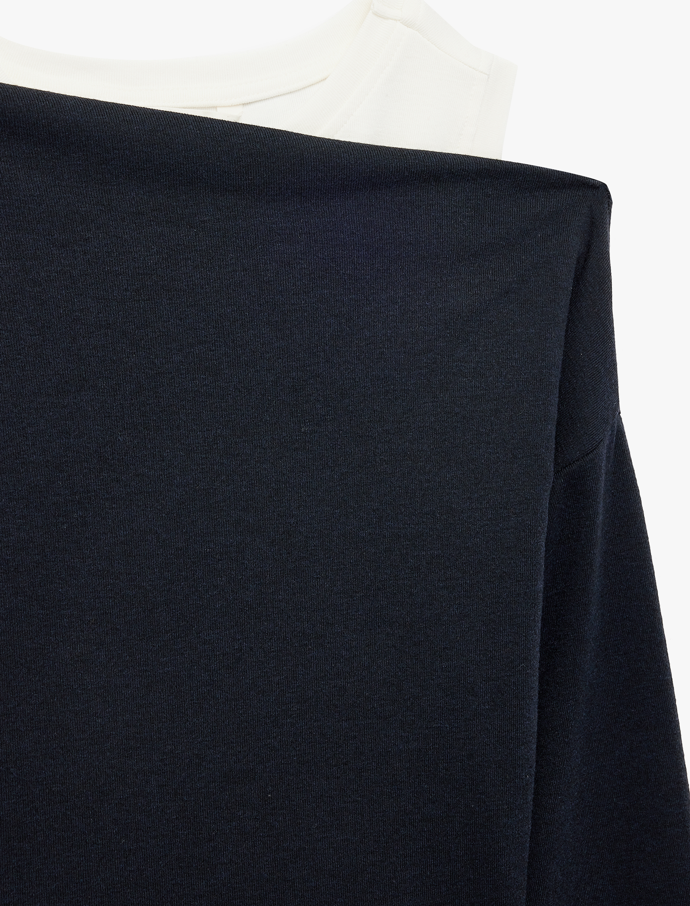  Asimetrik Yaka Uzun Kollu Slim Fit Tişört