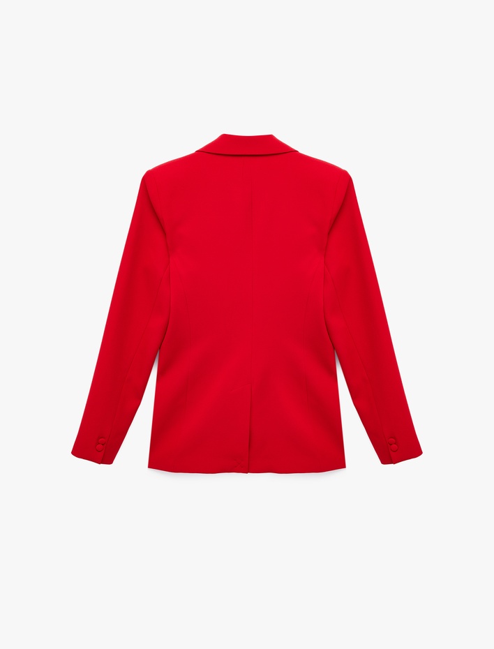  Klasik Yaka Uzun Kollu Cepli Düğmeli Blazer Ceket