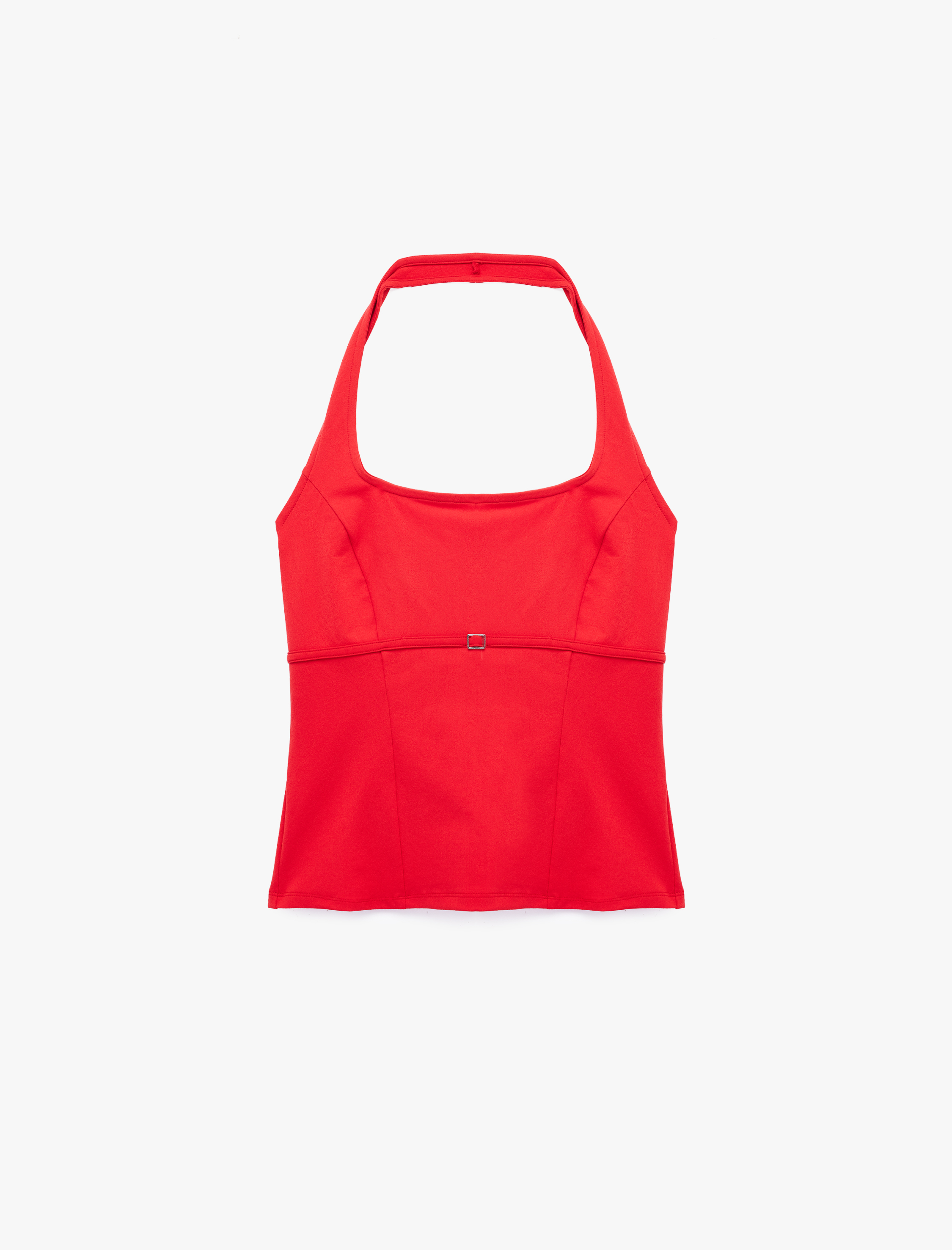   Toka Detaylı Slim Fit Kolsuz Halter Yaka Bluz