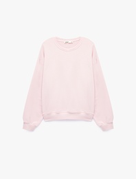 Regular Fit Üç İplik Şardonlu Uzun Kollu Bisiklet Yaka Basic Sweatshirt