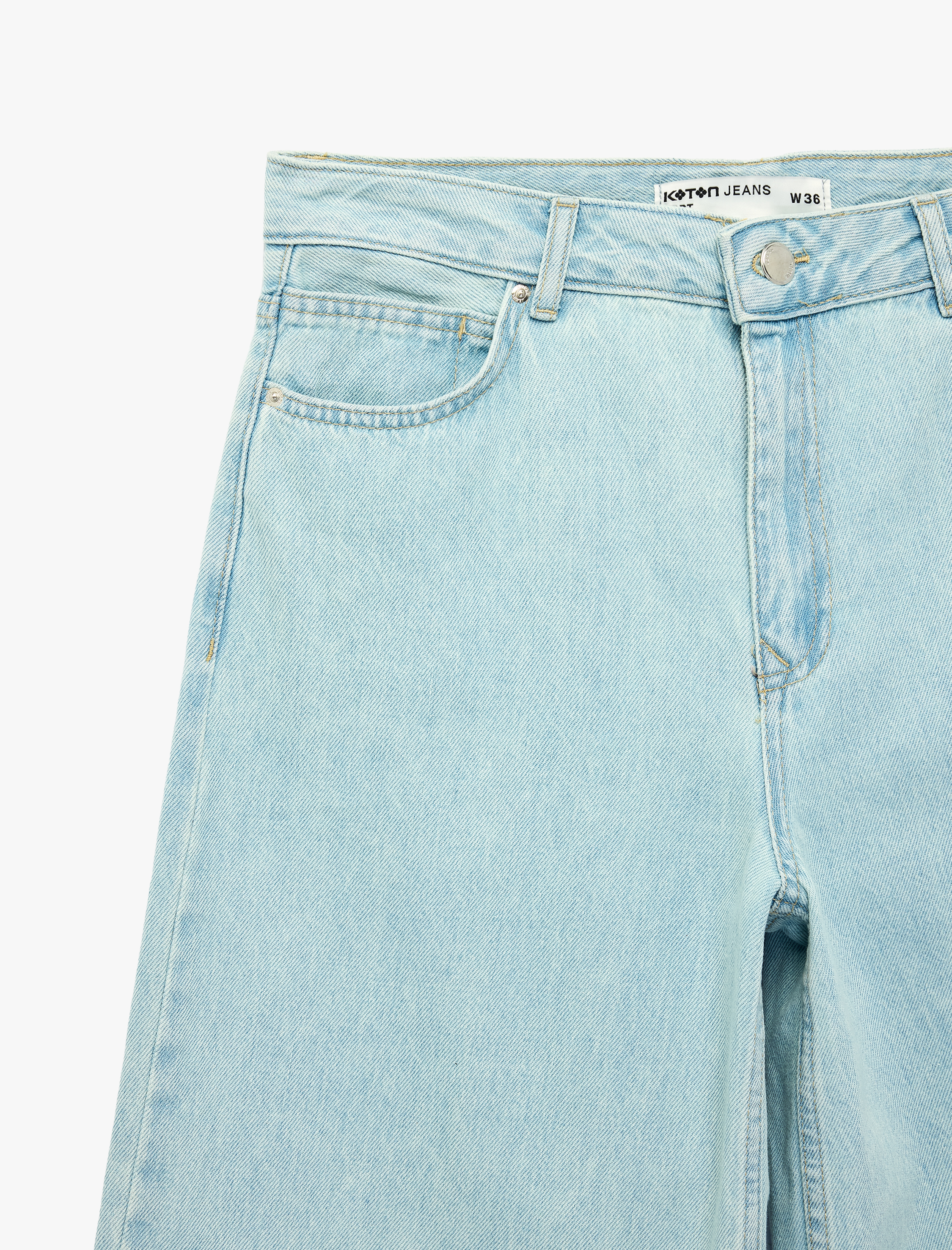   Pamuklu Paça Detaylı Rahat Kalıp Denim Bermuda Jort