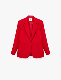 Klasik Yaka Uzun Kollu Cepli Düğmeli Blazer Ceket