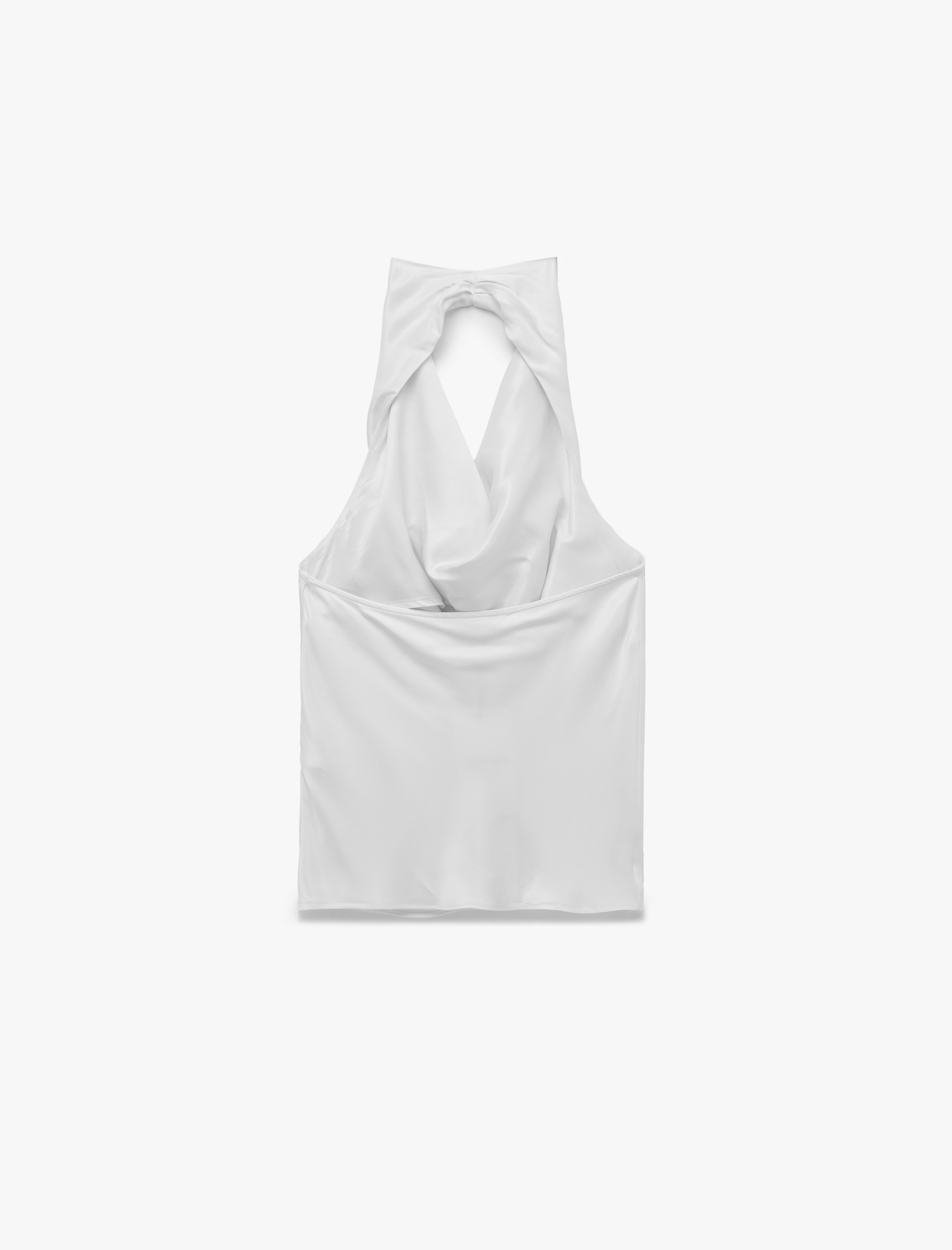   Kolsuz Halter Degaje Yaka Saten Bluz
