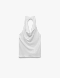 Kolsuz Halter Degaje Yaka Saten Bluz