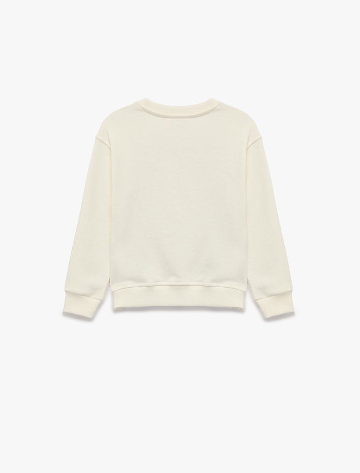 Kız Çocuk Uzun Kollu Bisiklet Yaka Baskılı Sweatshirt