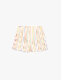 Pamuklu Slim Fit Çizgili Mikro Şort
