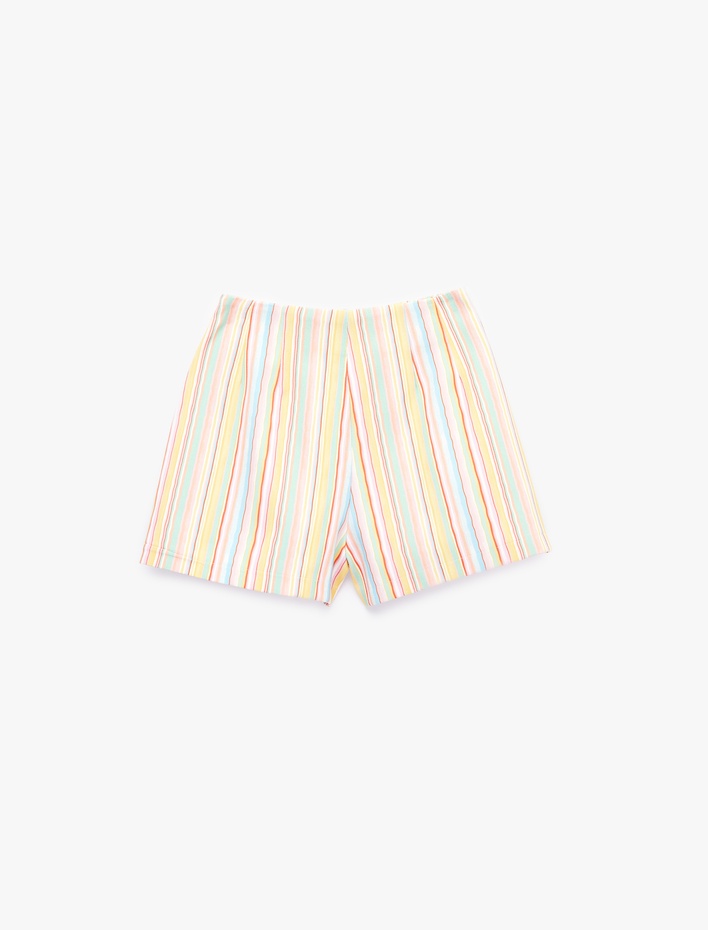  Pamuklu Slim Fit Çizgili Mikro Şort