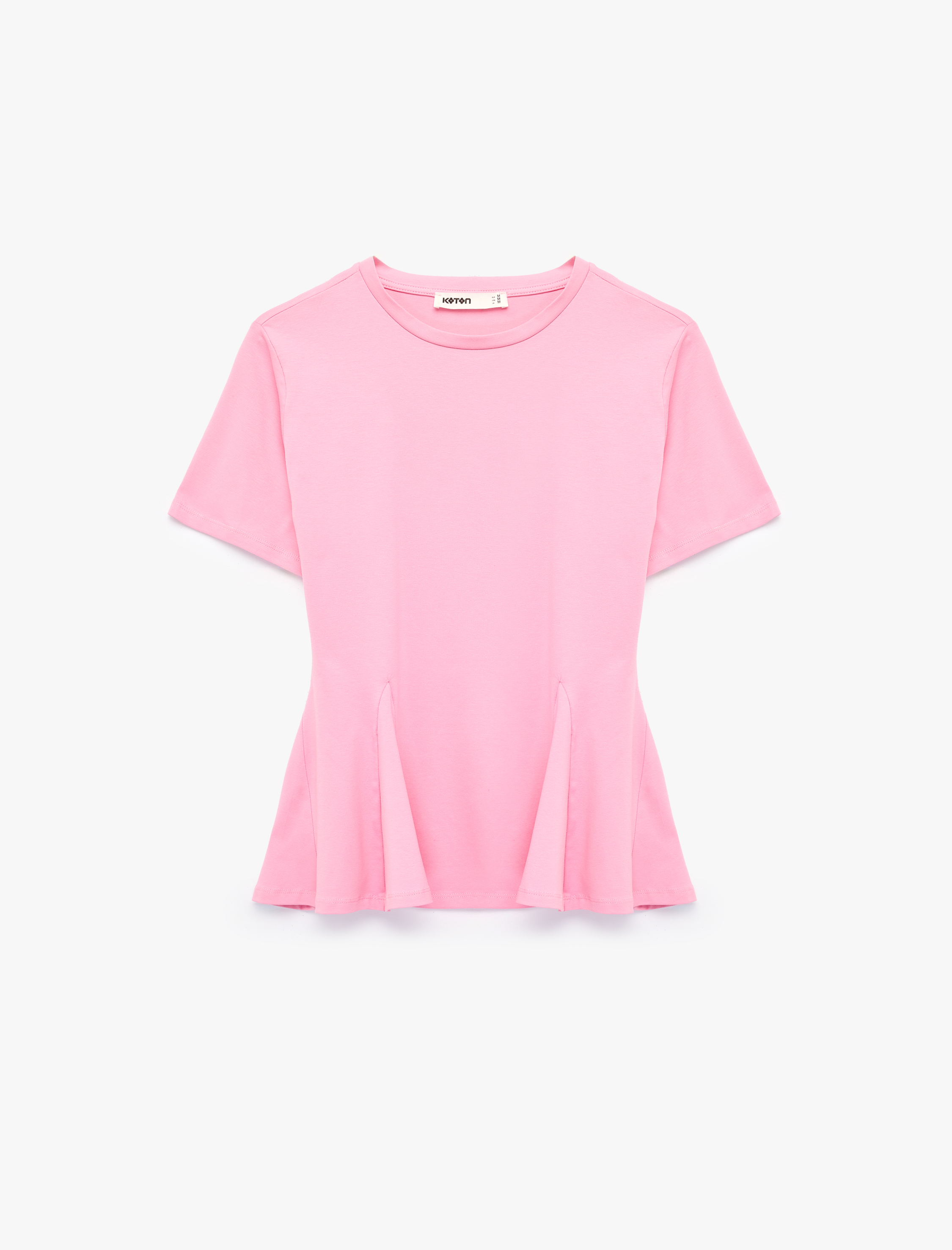   Pamuklu Slim Fit Kısa Kollu Bisiklet Yaka Peplum Basic Tişört