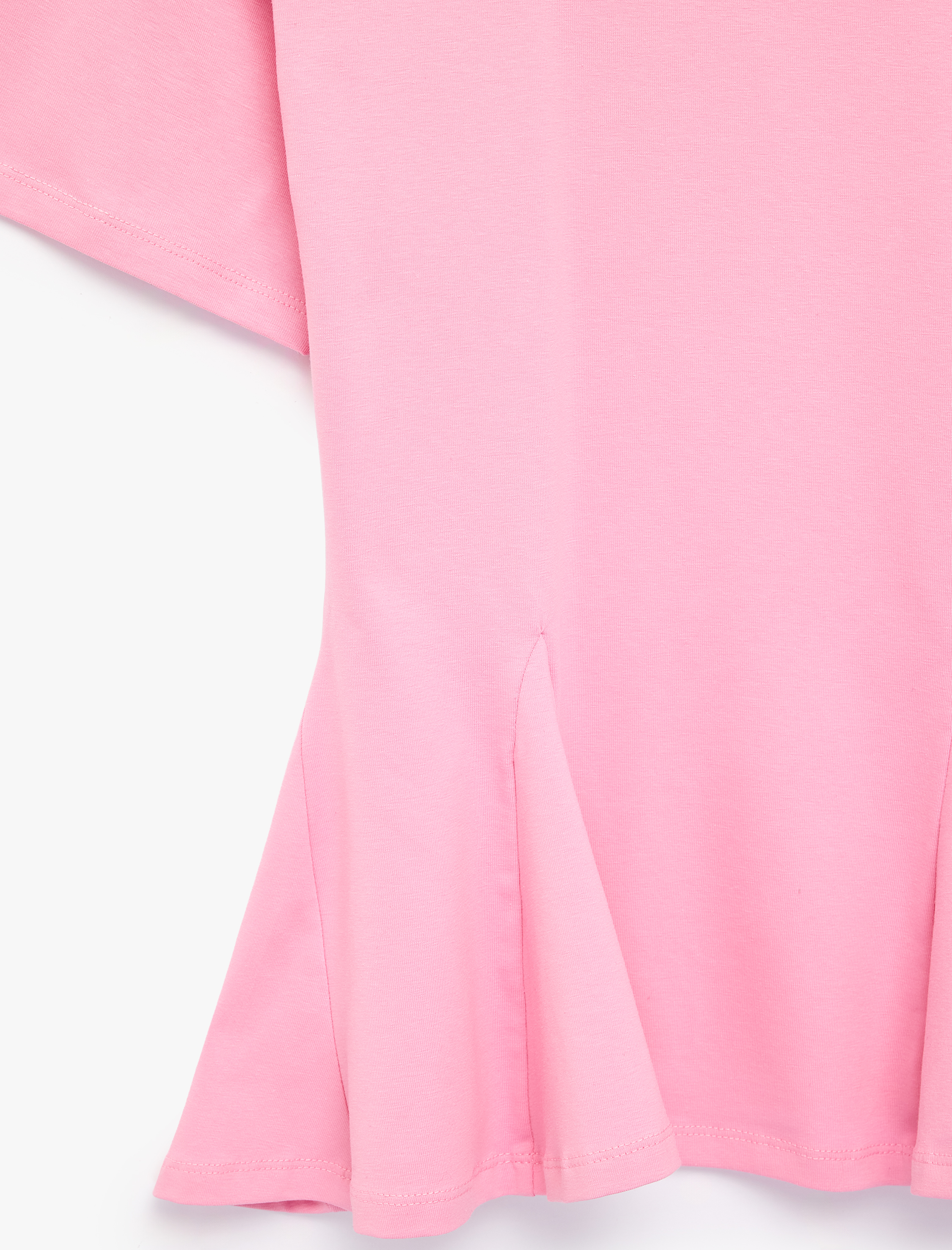   Pamuklu Slim Fit Kısa Kollu Bisiklet Yaka Peplum Basic Tişört