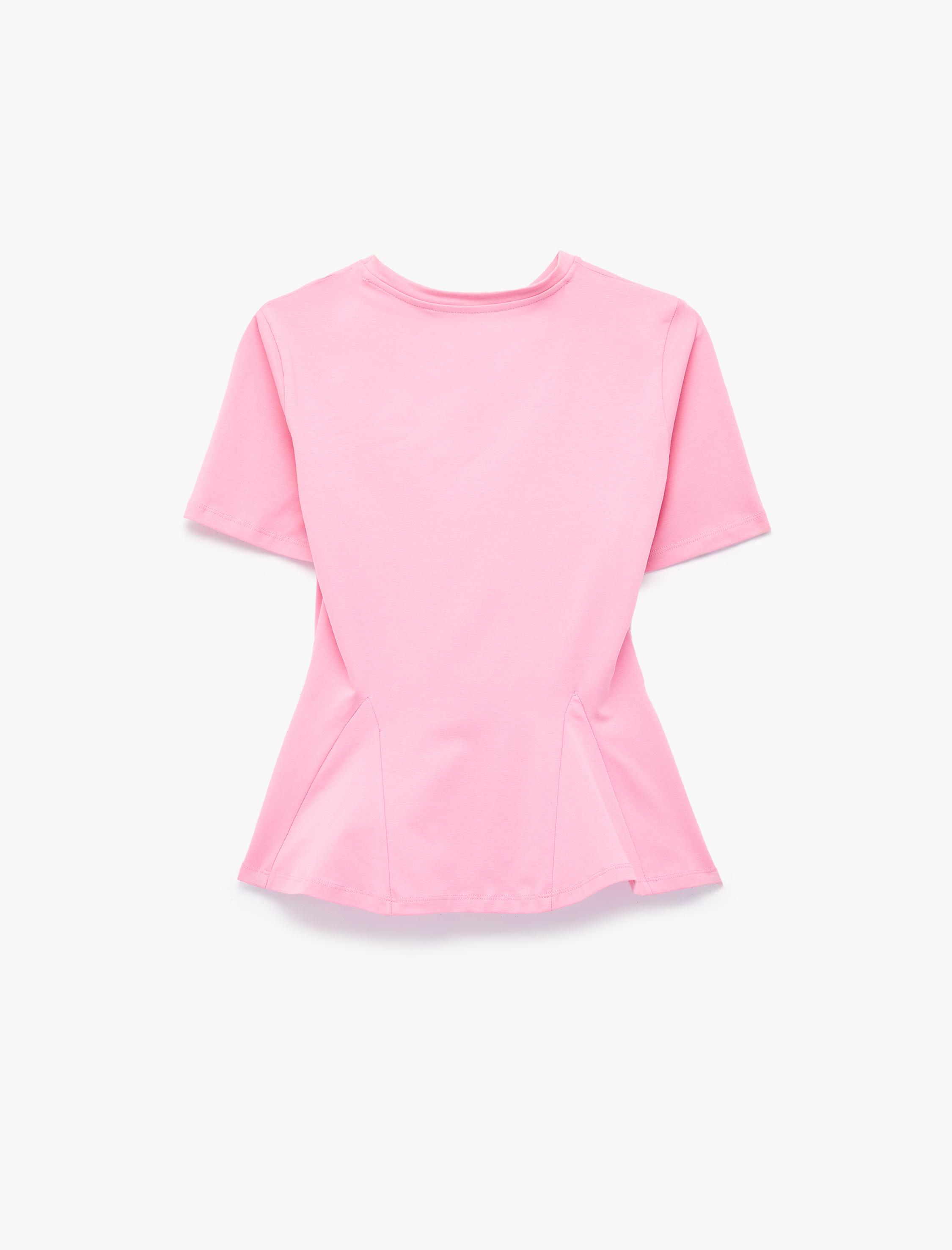   Pamuklu Slim Fit Kısa Kollu Bisiklet Yaka Peplum Basic Tişört