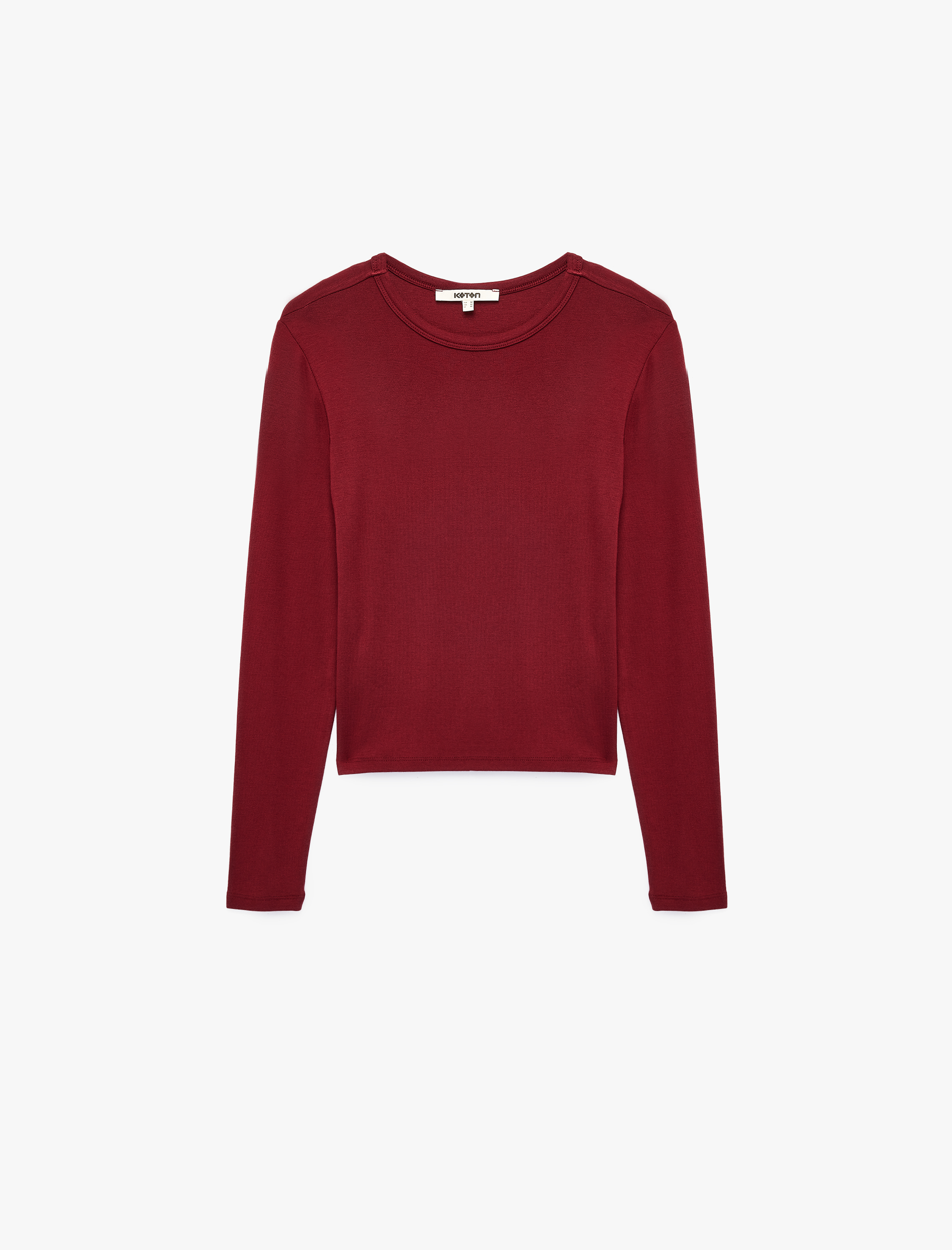   Viskon Slim Fit Uzun Kollu Bisiklet Yaka Tişört