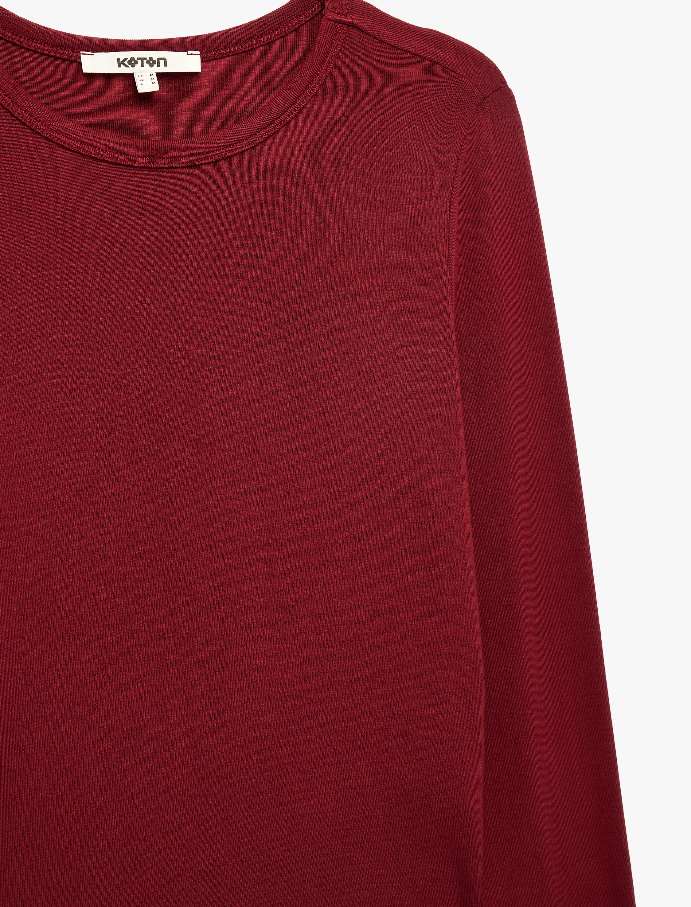   Viskon Slim Fit Uzun Kollu Bisiklet Yaka Tişört