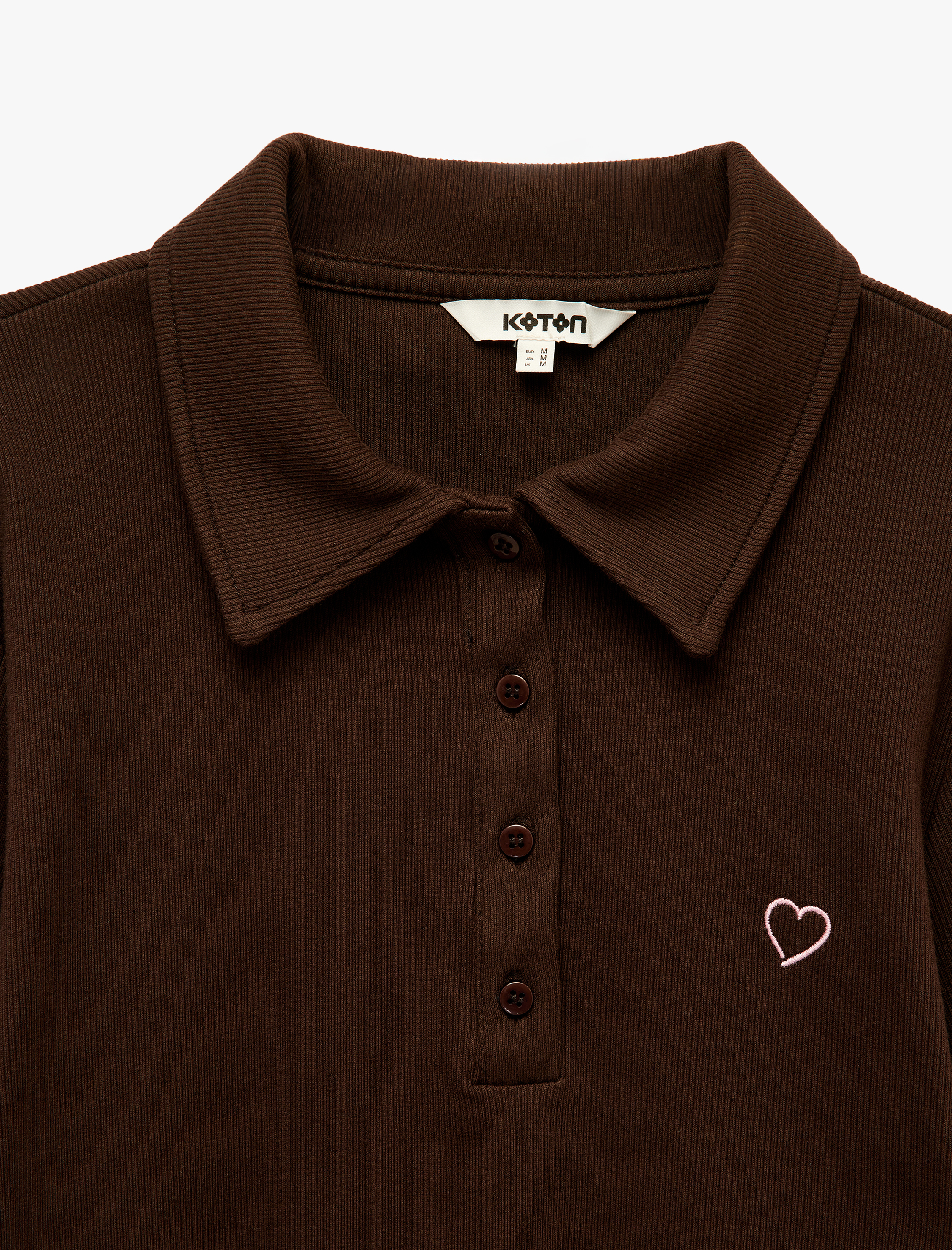   Pamuklu Slim Fit Düğmeli Kalp İşleme Detaylı Polo Yaka Kısa Kollu Fitilli Tişört