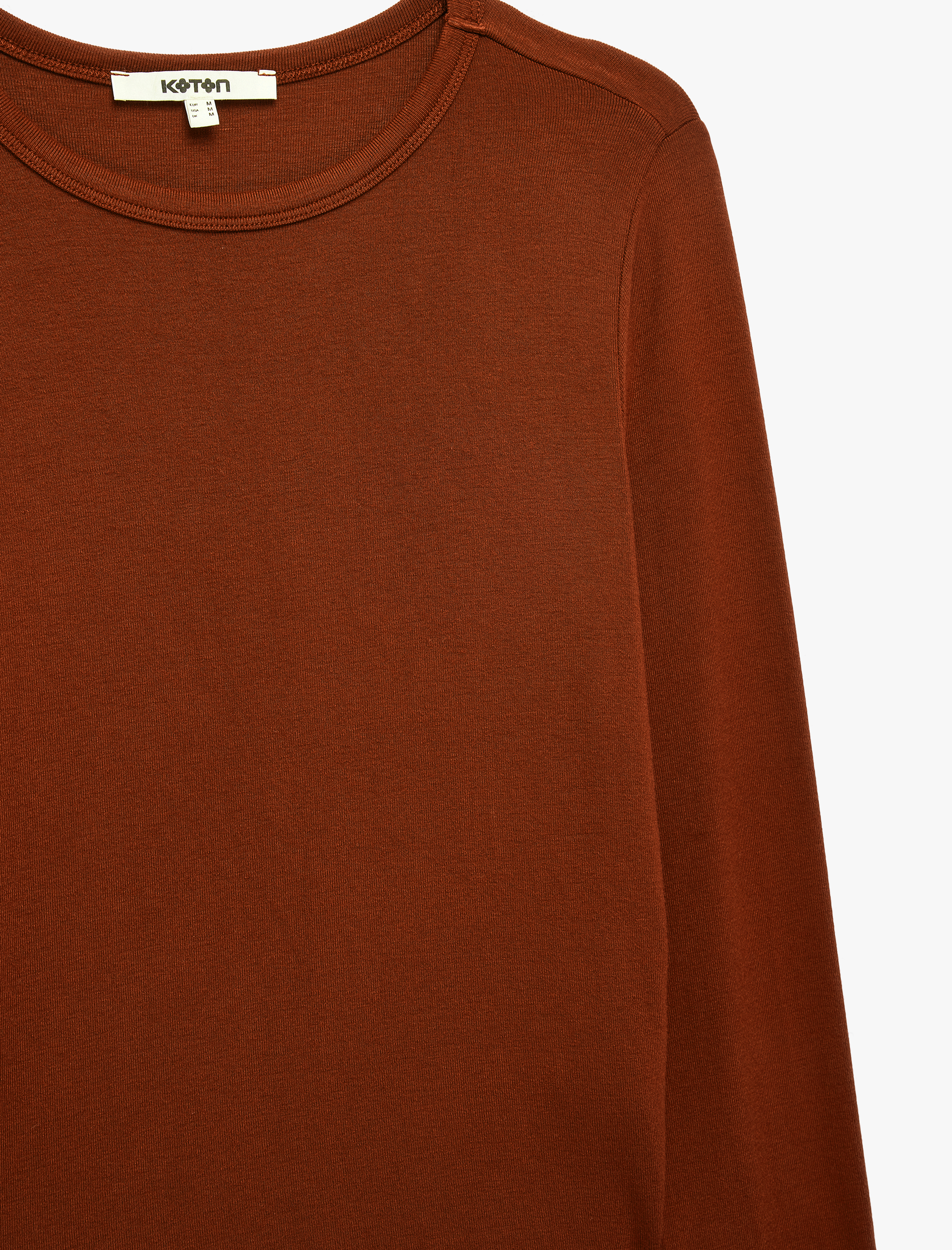   Viskon Slim Fit Uzun Kollu Bisiklet Yaka Tişört