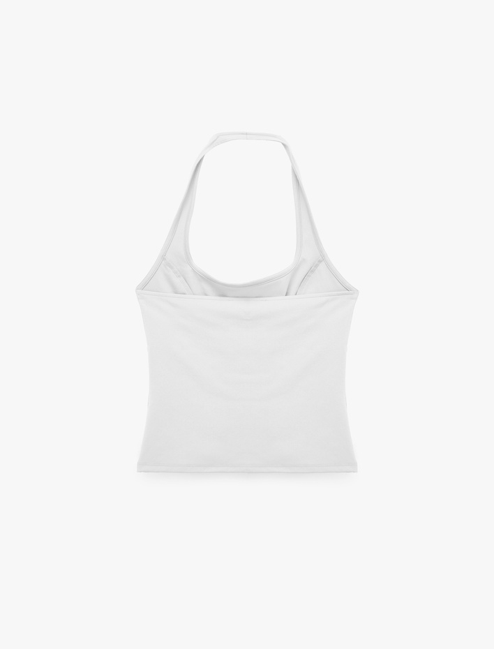  Toka Detaylı Slim Fit Kolsuz Halter Yaka Bluz