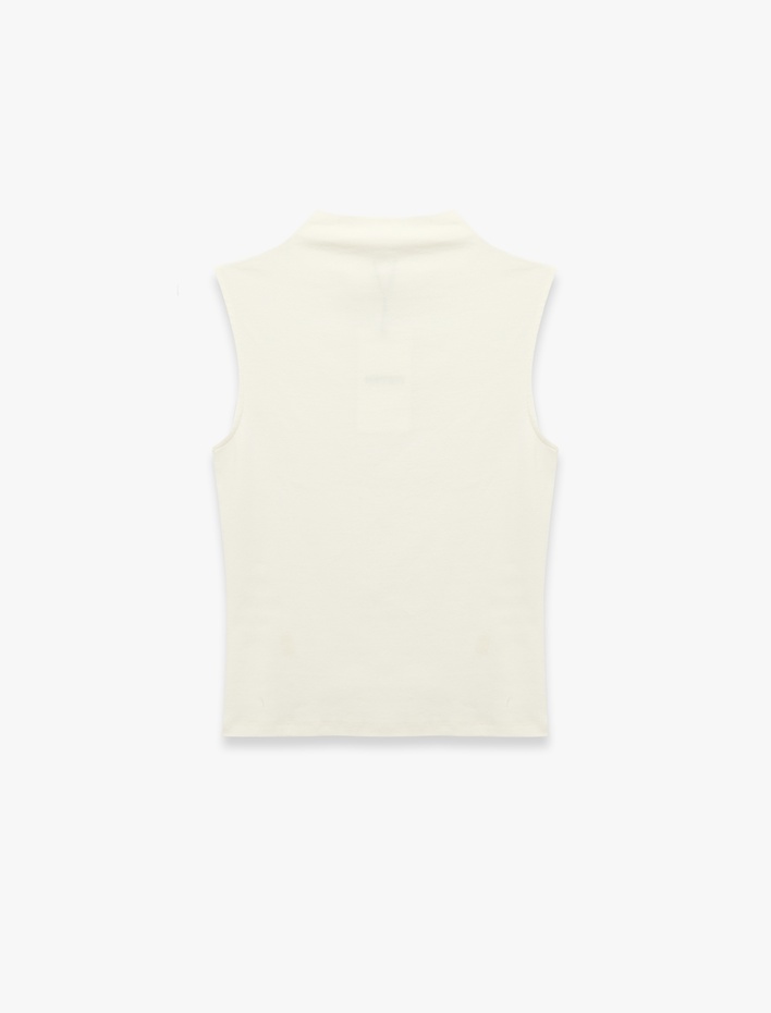  Pamuklu Dik Yaka Slim Fit Kolsuz Body