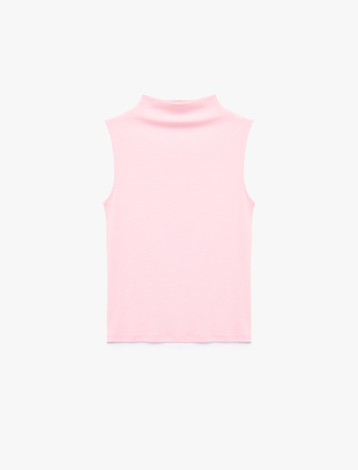  Pamuklu Dik Yaka Slim Fit Kolsuz Body