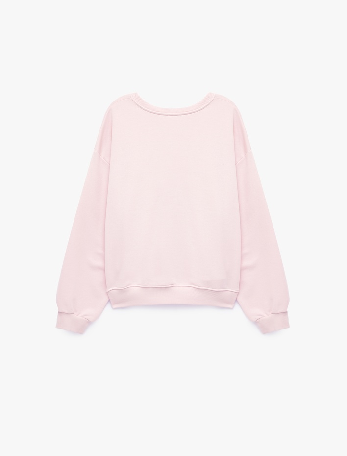  Regular Fit Üç İplik Şardonlu Uzun Kollu Bisiklet Yaka Basic Sweatshirt