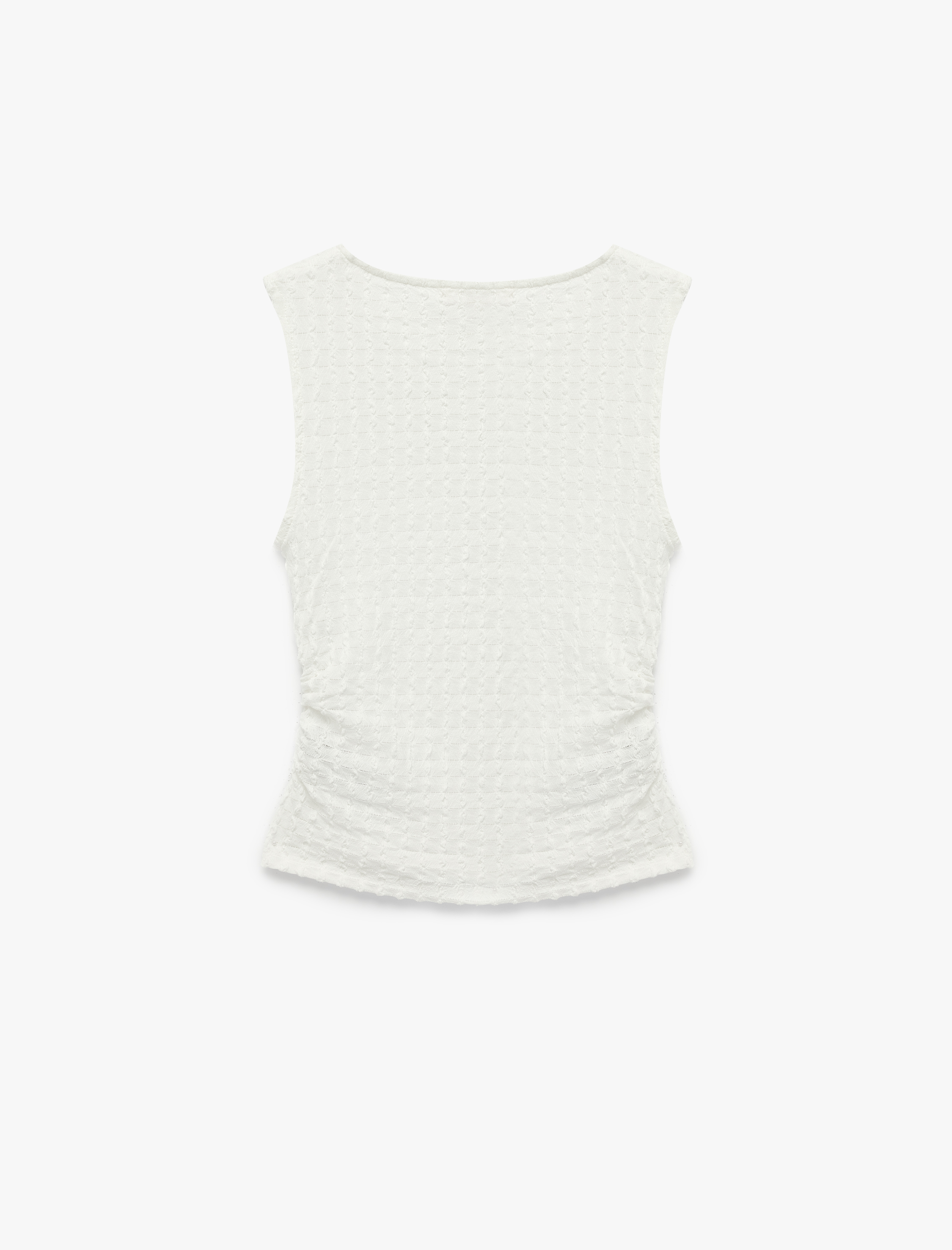   Bürümcük Kumaş Drape Detaylı Kolsuz Bisiklet Yaka Atlet Bluz