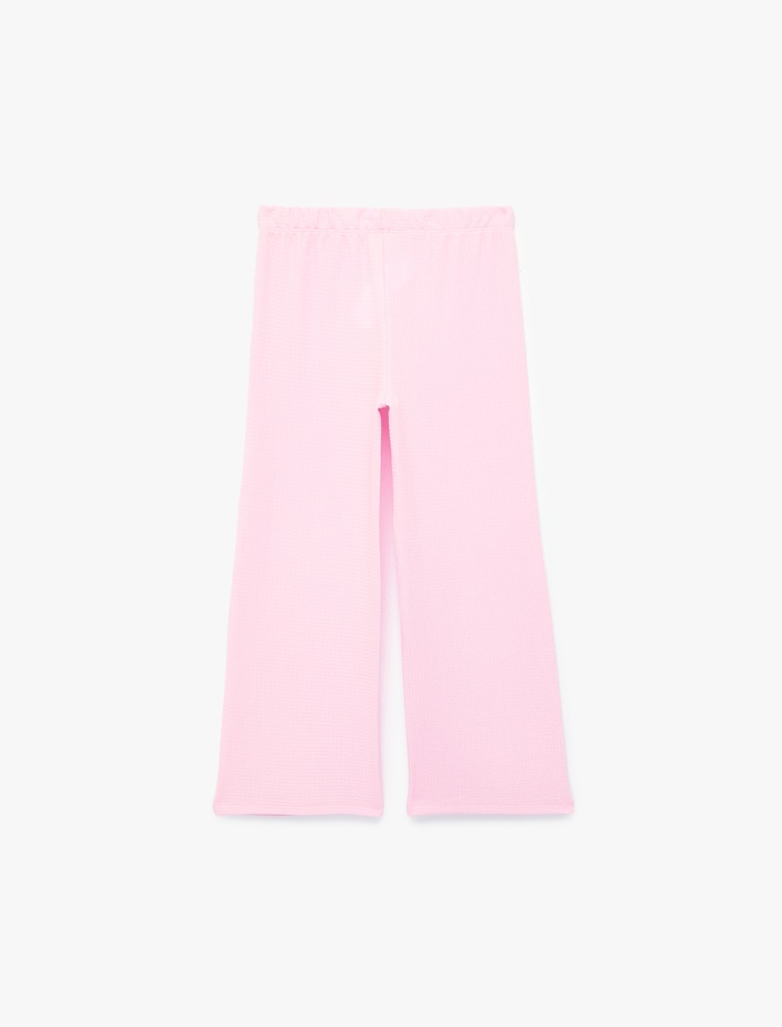 Kız Çocuk Beli Lastikli Bürümcük Kumaş Basic Pantolon