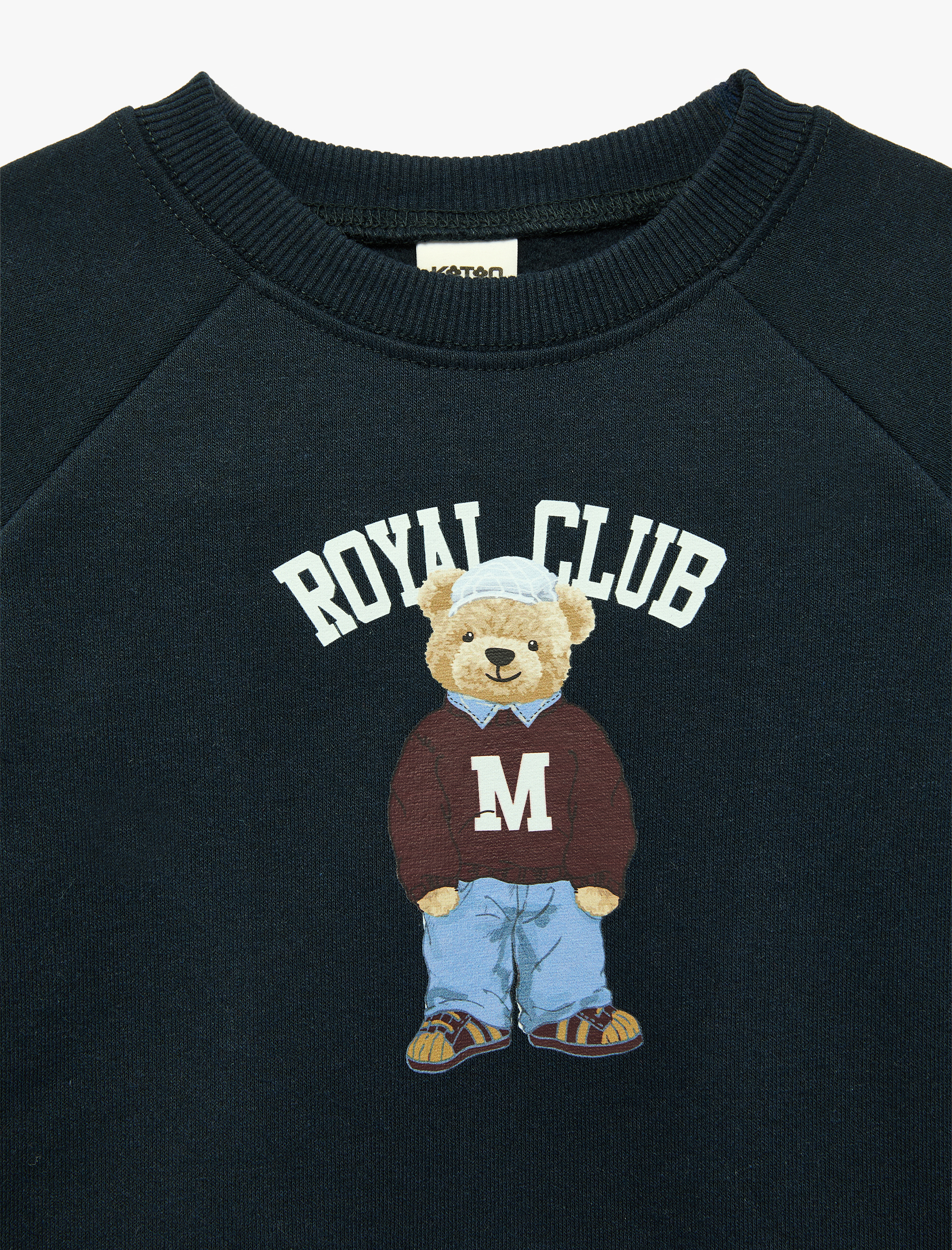  Erkek Bebek Uzun Kollu Bisiklet Yaka Şardonlu Ayıcık Baskılı Sweatshirt