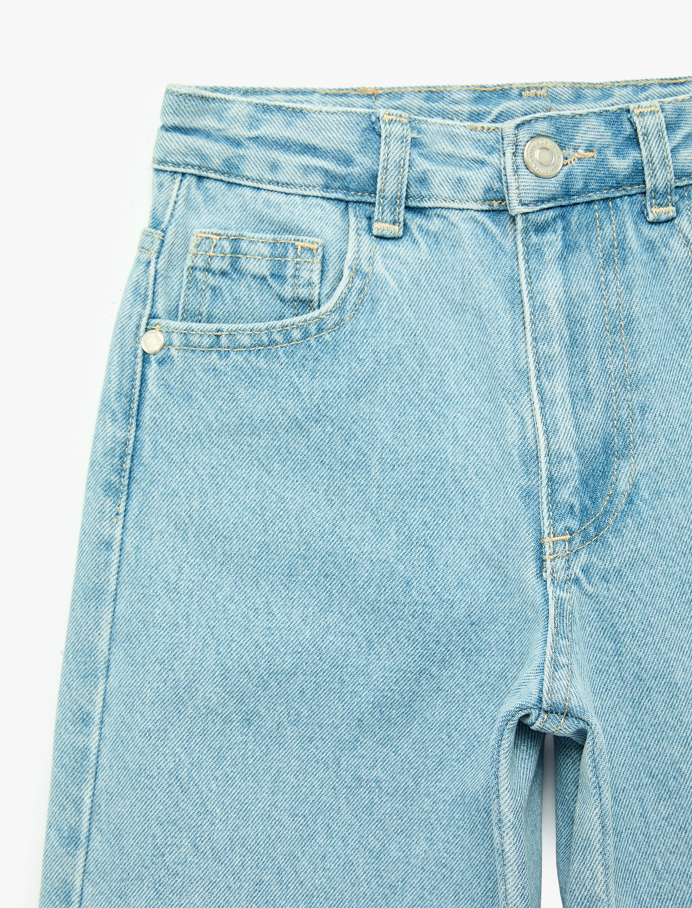  Kız Çocuk Pamuklu Loose Fit Cepli Şalvar Denim Pantolon