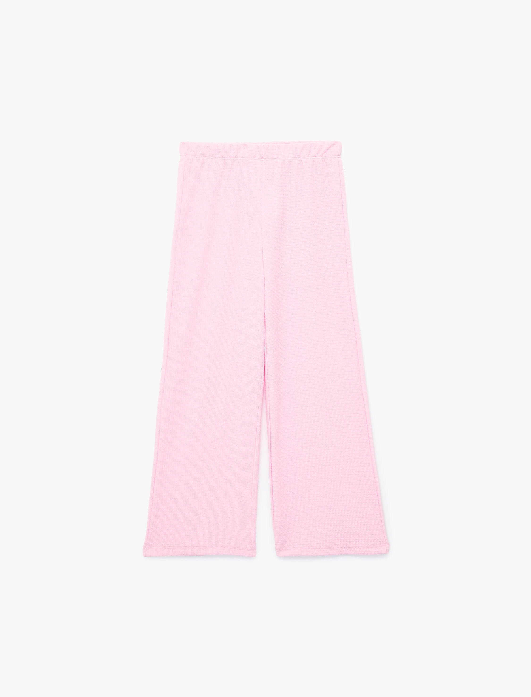  Kız Çocuk Beli Lastikli Bürümcük Kumaş Basic Pantolon