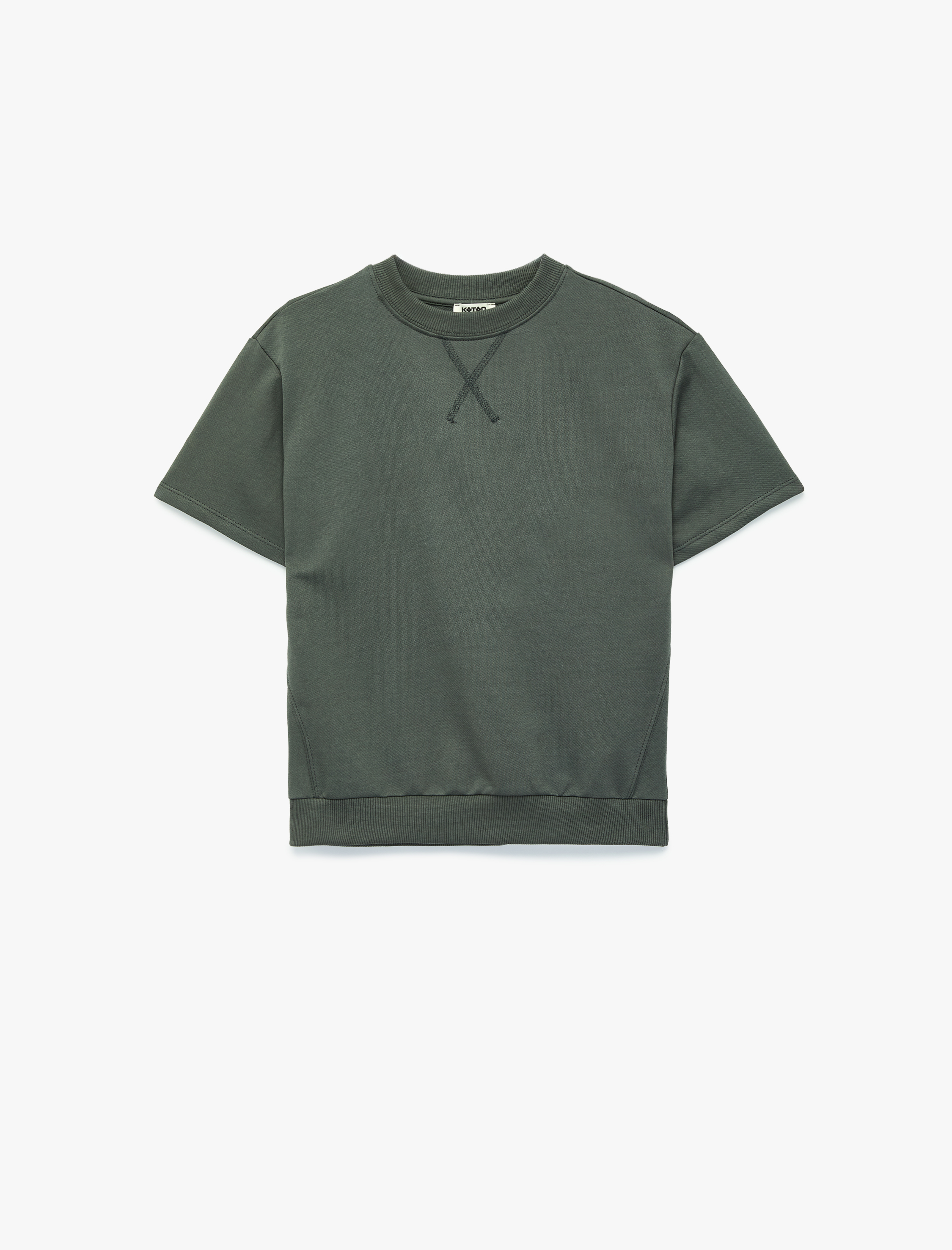 Erkek Çocuk Bisiklet Yaka Pamuklu Kısa Kollu Oversize Sweatshirt
