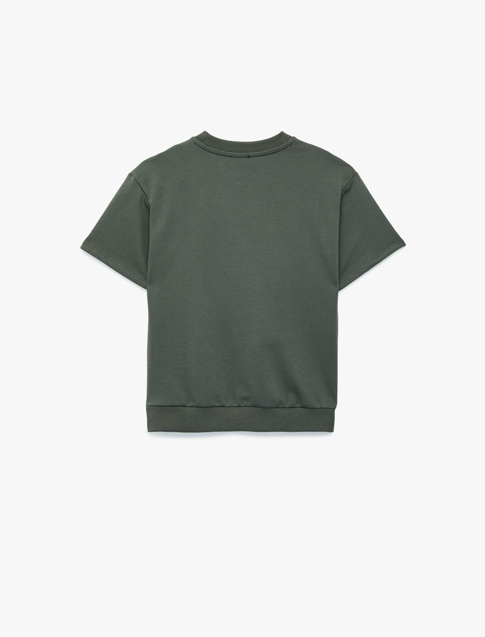 Erkek Çocuk Bisiklet Yaka Pamuklu Kısa Kollu Oversize Sweatshirt