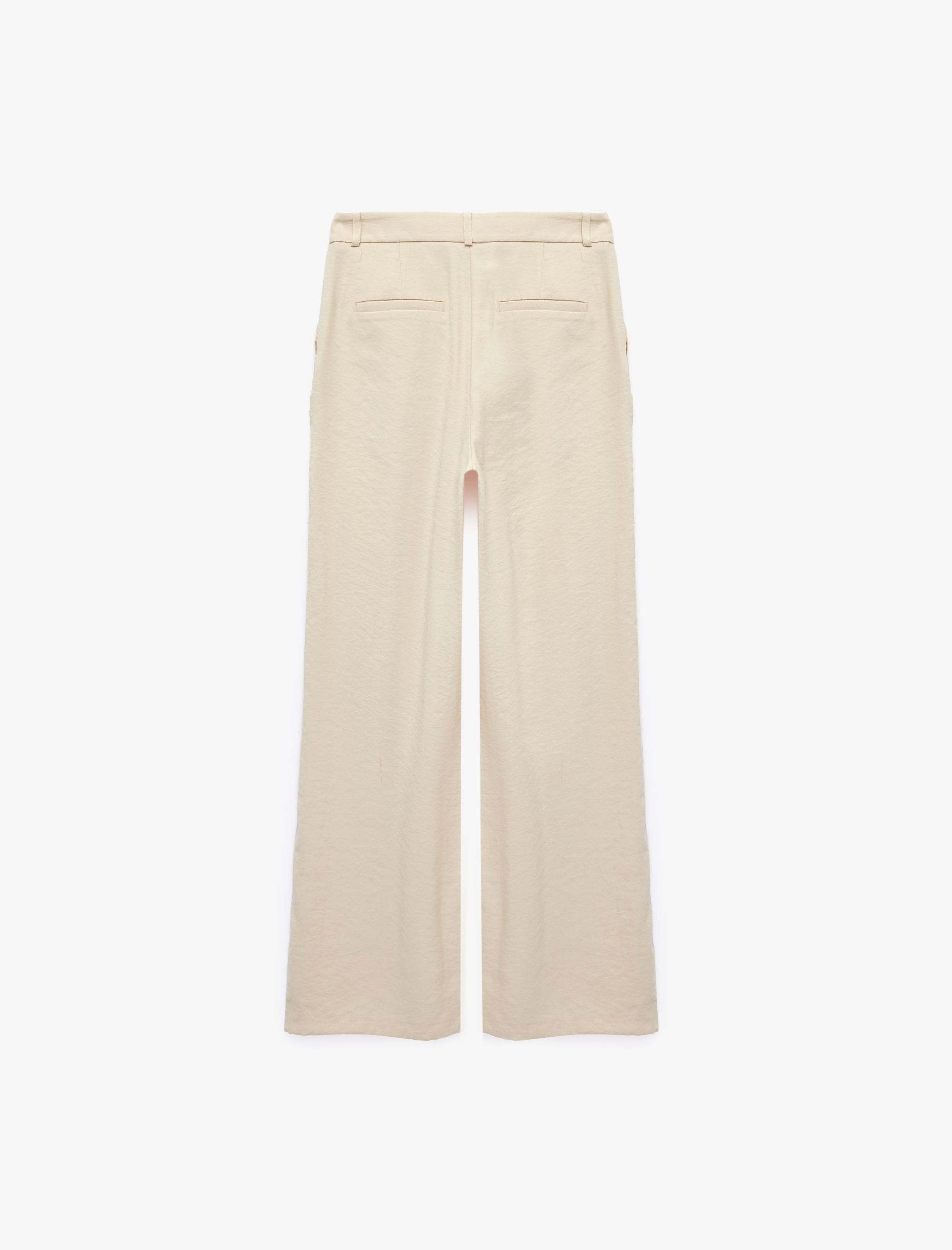   Pile Detaylı Viskon Kumaş Geniş Paça Pantolon