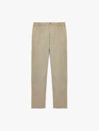 Cepli Beli Lastikli Keten Karışımlı Slim Fit Pantolon