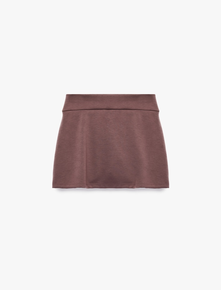  Yırtmaç Detaylı Slim Fit Mini Spor Şort Etek