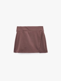 Yırtmaç Detaylı Slim Fit Mini Spor Şort Etek
