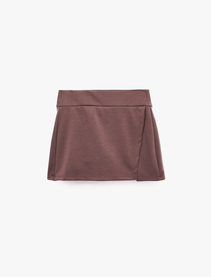  Yırtmaç Detaylı Slim Fit Mini Spor Şort Etek