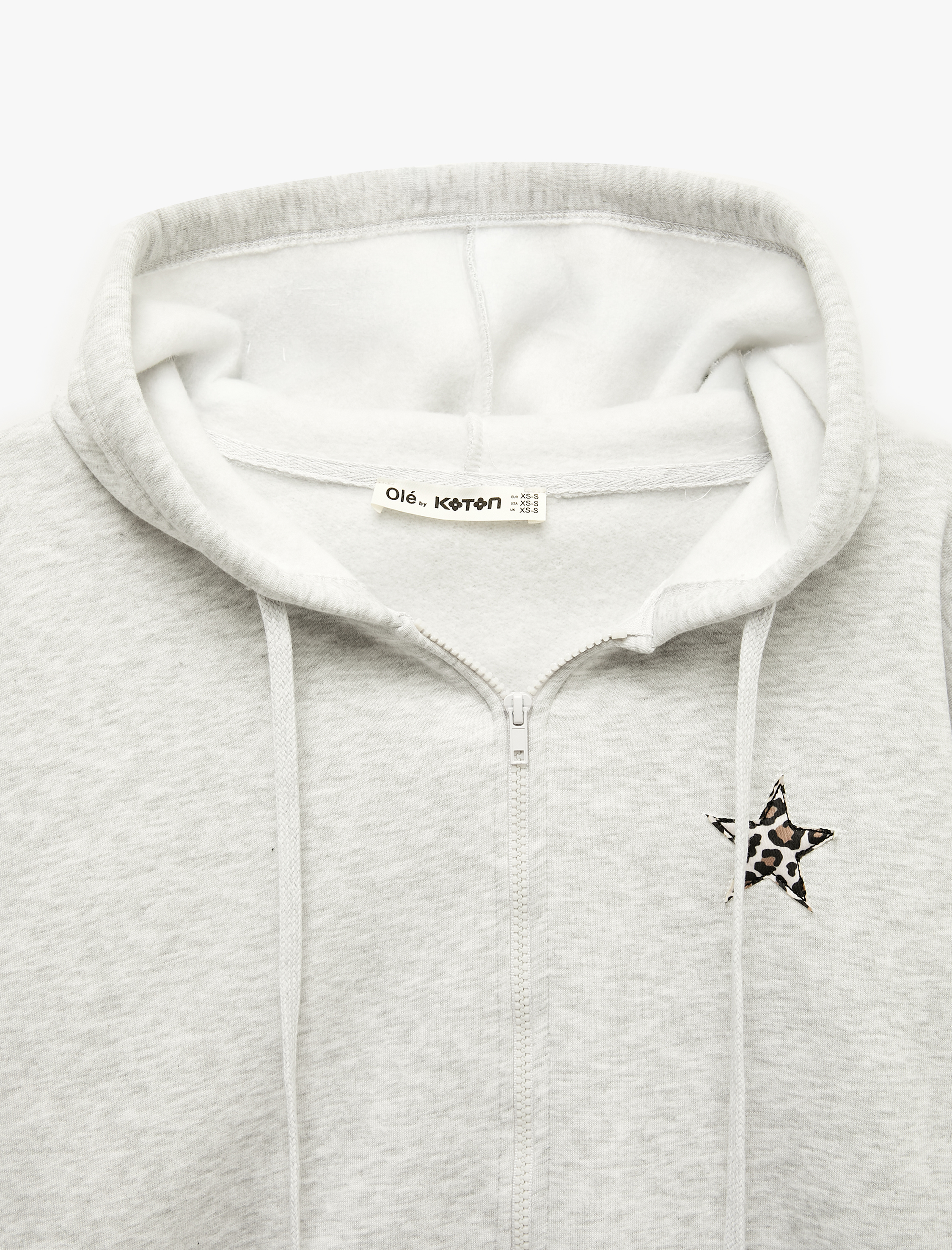   Şardonlu Uzun Kollu Kanguru Cepli Nakışlı Fermuarlı Kapüşonlu Sweatshirt