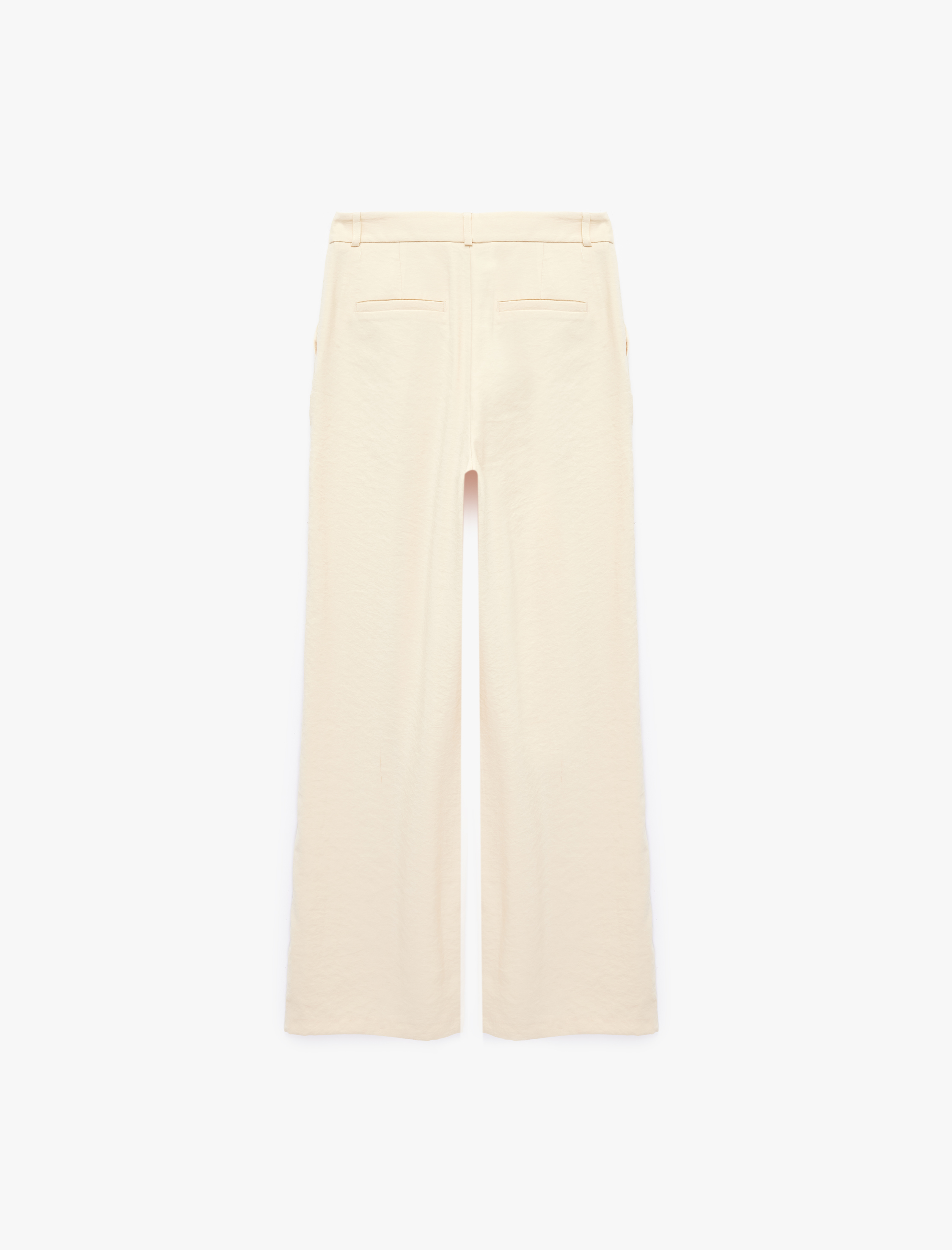   Pile Detaylı Viskon Kumaş Geniş Paça Pantolon