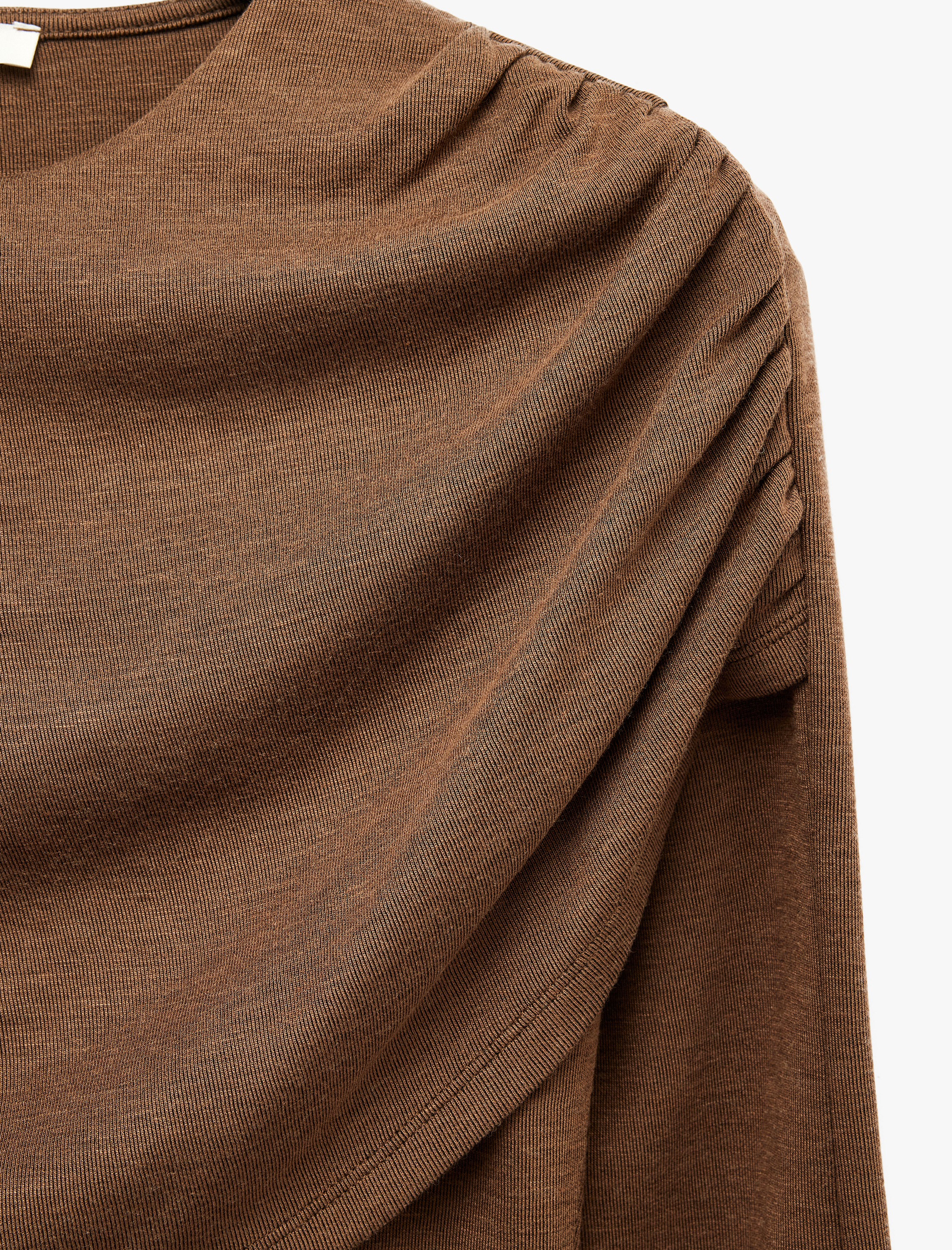   Koyun Yünü Karışımlı Slim Fit Uzun Kollu Drapeli Mini Elbise