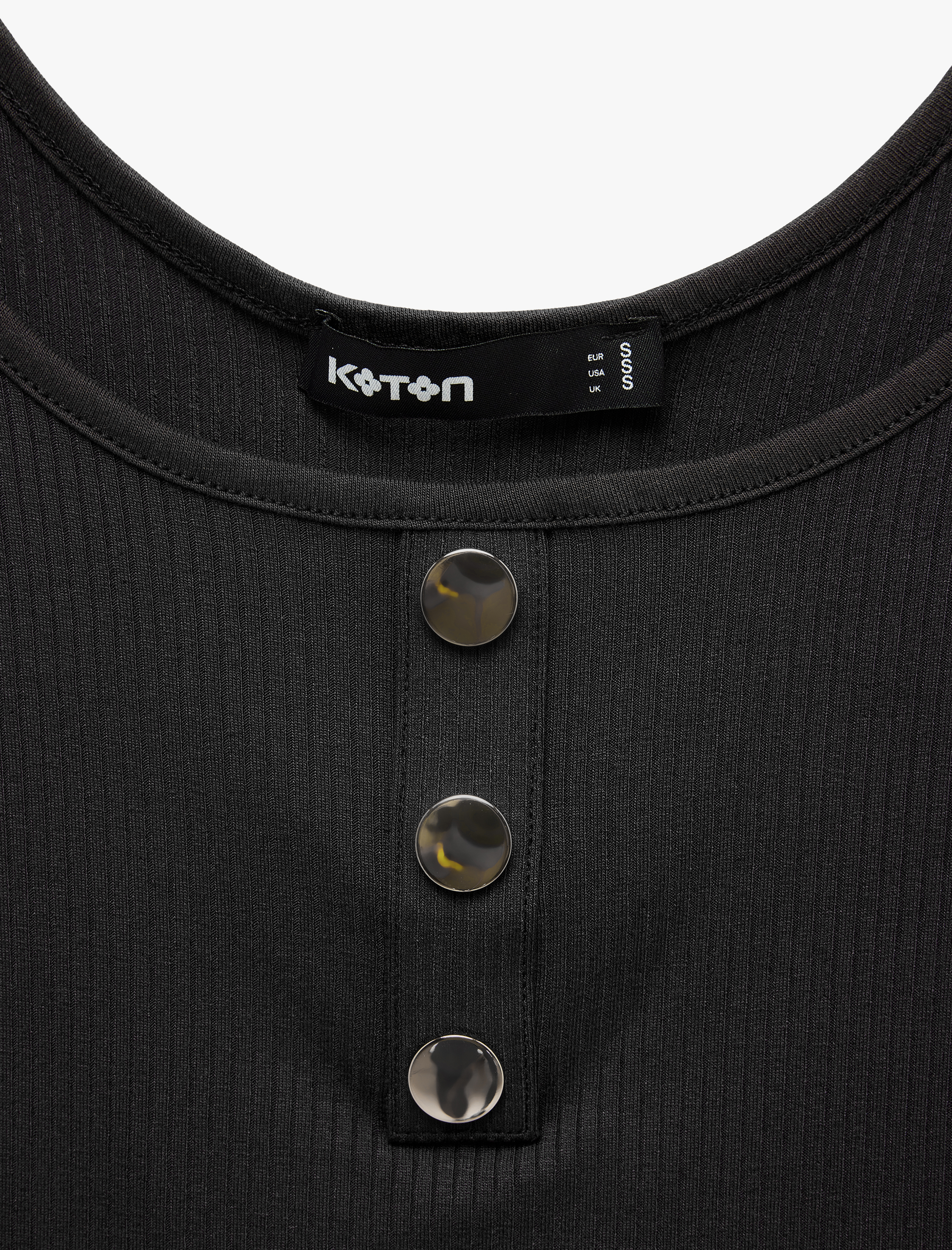   Viskon Kumaş Slim Fit Düğmeli Henley Yaka Atlet Bluz