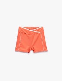 Yüksek Bel Slim Fit Spor Biker Tayt