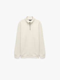 Regular Fit Uzun Kollu Yarım Fermuarlı Sweatshirt