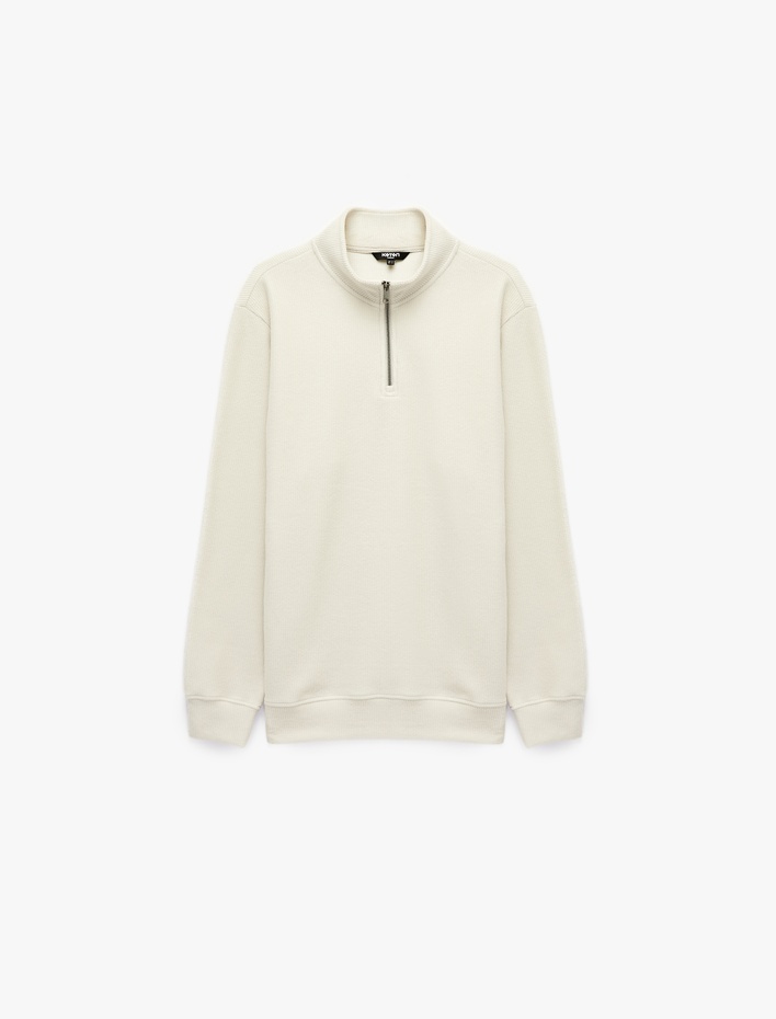  Regular Fit Uzun Kollu Yarım Fermuarlı Sweatshirt