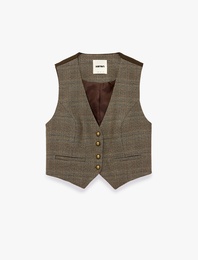 Viskon Karışımlı Slim Fit Düğmeli V Yaka Kolsuz Klasik Yelek