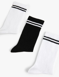 Pamuklu Çizgili 3'lü Soket Tenis Çorap Seti