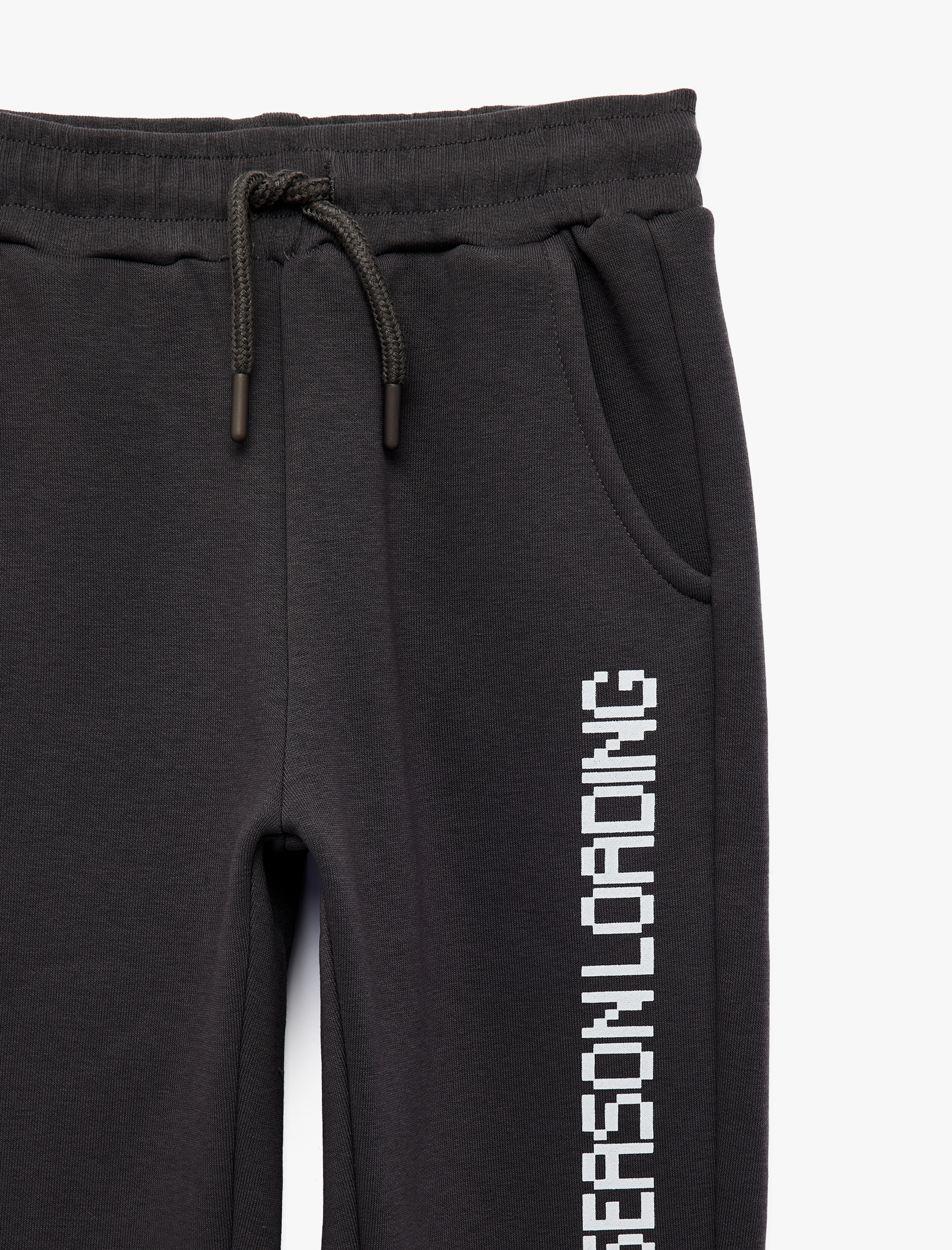  Erkek Çocuk Beli Lastikli Şardonlu Baskılı Cepli Jogger Eşofman Altı