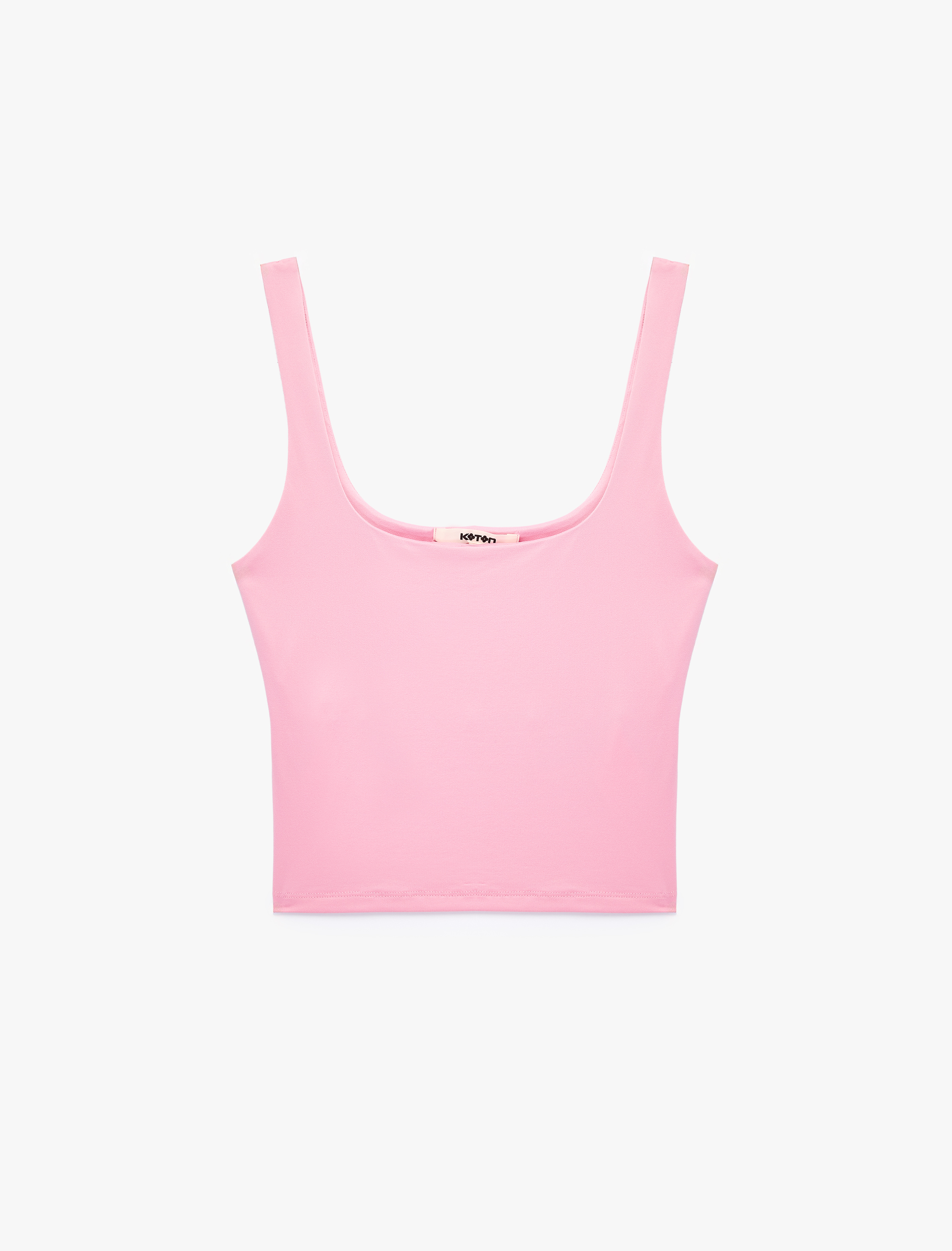   Kare Yaka Slim Fit Kalın Askılı Crop Üst