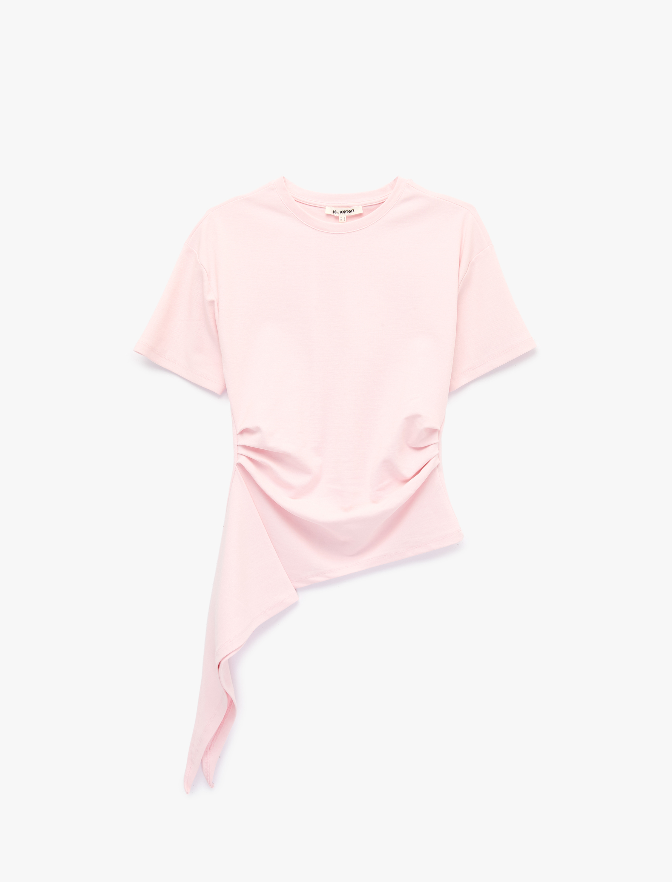   Modal Kumaş Slim Fit Bisiklet Yaka Kısa Kollu Asimetrik Tişört