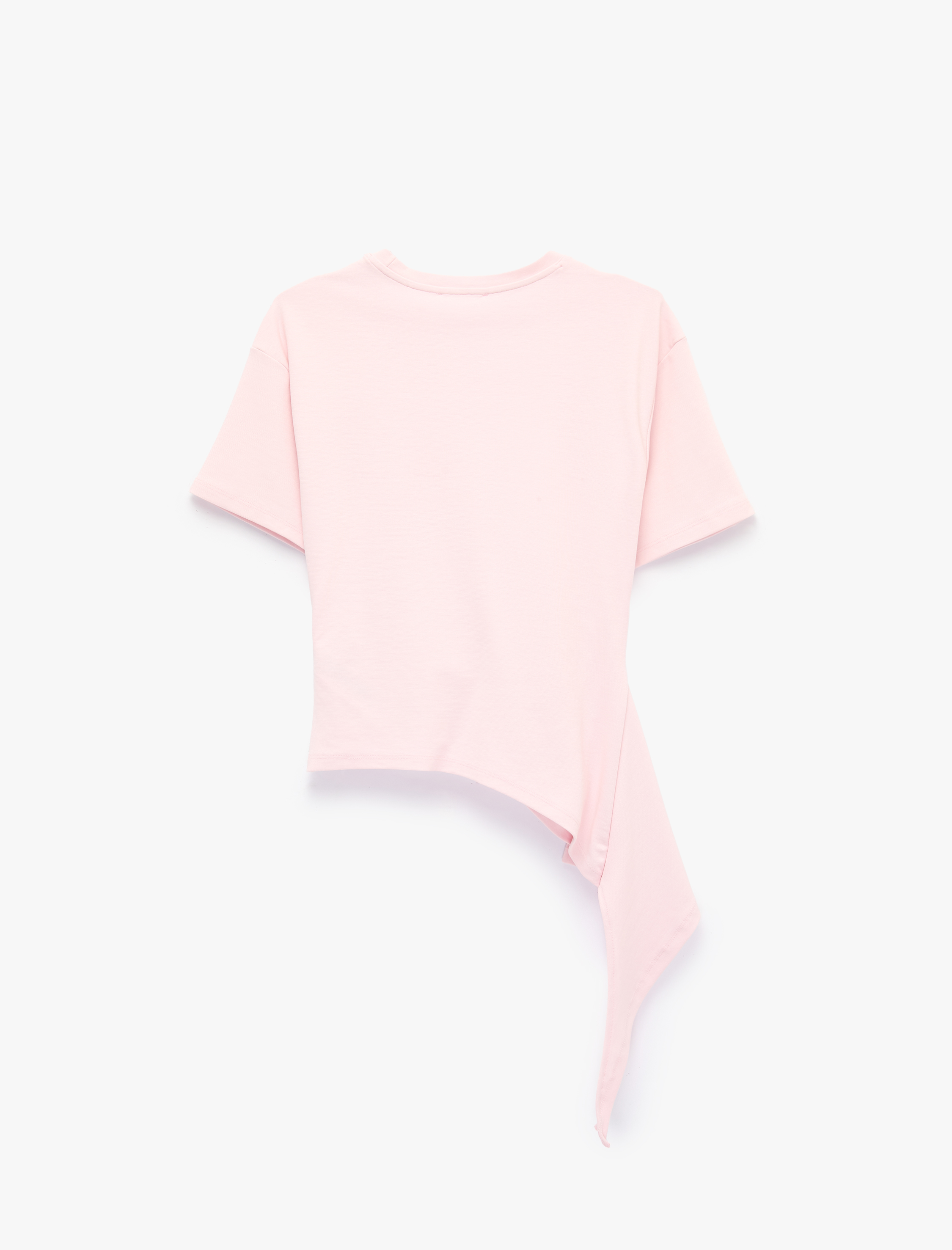   Modal Kumaş Slim Fit Bisiklet Yaka Kısa Kollu Asimetrik Tişört